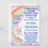 魔法のユニコーン4歳の誕生日招待状 招待状 (裏面)