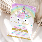 魔法のユニコーン4歳誕生日招待状 招待状