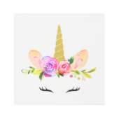 魔法のユニコーン,おとぎ話,女の子の子供部屋,ピンク メタルプリント (正面)