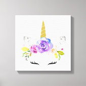 魔法のユニコーン,かわいいユニコーン,女の子の子供部屋,ピンク キャンバスプリント (正面)