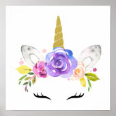 魔法のユニコーン,かわいいユニコーン,女の子の子供部屋,ピンク ポスター (正面)