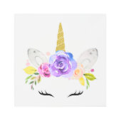 魔法のユニコーン,かわいいユニコーン,女の子の子供部屋,ピンク メタルプリント (正面)