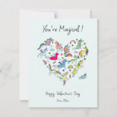 魔法のユニコーン キッズ バレンタインデー ノートカード (正面)
