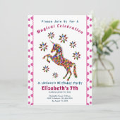 魔法のユニコーン グリッター 誕生日招待状 招待状 (スタンド正面)