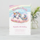 魔法のユニコーン スリープパーティー ガール バースデー 招待状 (スタンド正面)