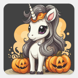 魔法のユニコーン:ハロウィンカボチャの冒険 スクエアシール
