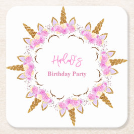 魔法のユニコーン パーティー 誕生日 スクエアペーパーコースター