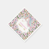 魔法のユニコーン ピンクの花 1歳の誕生日 スタンダードカクテルナプキン (角)
