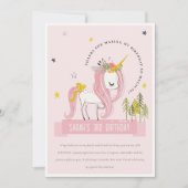 魔法のユニコーン ライラックピンク ブラッシュ フォト 誕生日 サンキューカード (正面)