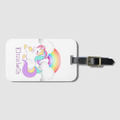 魔法のユニコーン，レインボーパーソナライズされた- ラゲッジタグ (正面横)