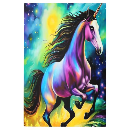 魔法のユニコーン レインボー ウォールアート - メタルプリント！ メタルプリント (正面)
