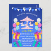 魔法のユニコーン レインボー カルーセル パターン 誕生日 ポストカード (正面/裏面)