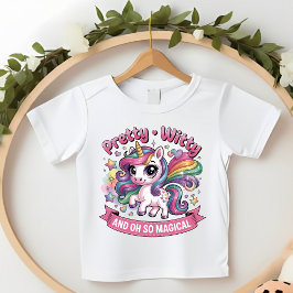 魔法のユニコーン 幼児 かわいい ユーモアあふれる ピンクの虹 トドラーTシャツ