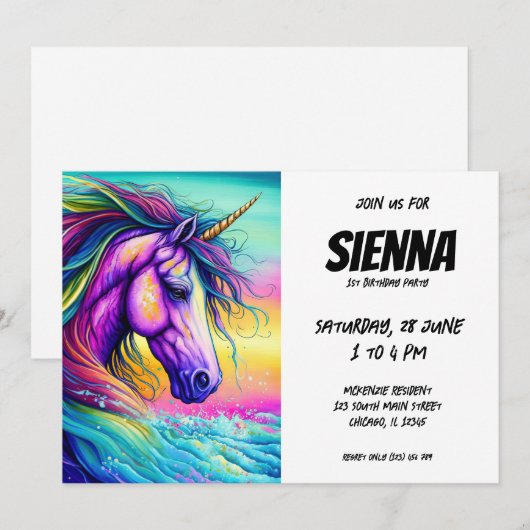 魔法のユニコーン 招待状 (正面/裏面)