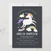 魔法のユニコーン、星と虹の誕生日パーティー 招待状 (正面)