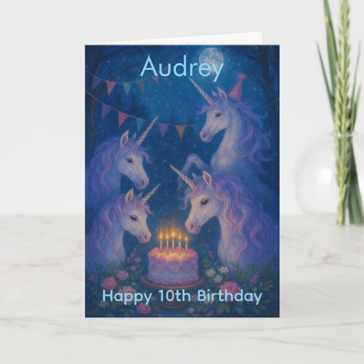 魔法のユニコーン 神秘的な オーダーメイドの 誕生日 カード (正面)