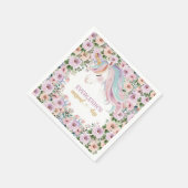魔法のユニコーン 紫色の花 1歳の誕生日 スタンダードカクテルナプキン (角)