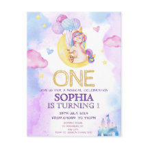 魔法のユニコーン 紫 水彩画 誕生日パーティー