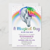 魔法のユニコーン 虹色の輝き 水彩画 招待状 (正面)