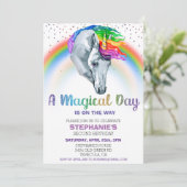 魔法のユニコーン 虹色の輝き 水彩画 招待状 (スタンド正面)