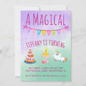 魔法のユニコーン 2歳の誕生日パーティー 招待状 (正面)