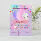 魔法のユニコーン – 2nd誕生日パーティの招待状 招待状 (スタンド正面)