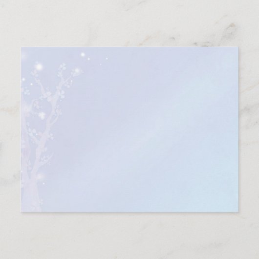魔法のライトブルーホワイトウェディング日付を保存 案内ポストカード (裏面)