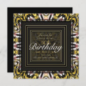 魔法のラブ ブラックゴールド グロー ライト 50歳の誕生日 招待状 (正面/裏面)