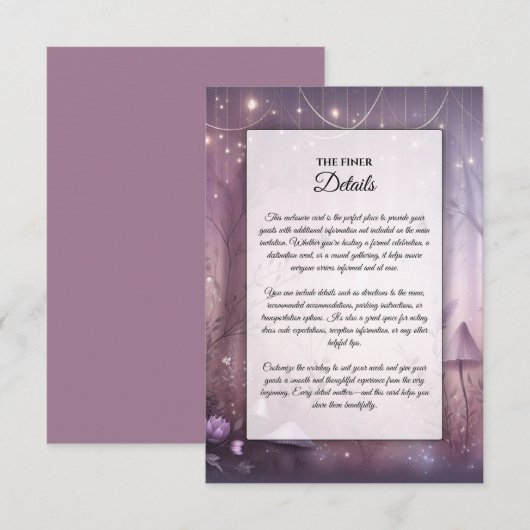 魔法のラベンダーフェアリー結婚ライト エンクロージャーカード (正面/裏面)
