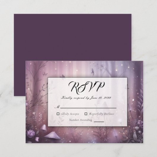 魔法のラベンダーフェアリー結婚ライト 出欠カード (正面/裏面)