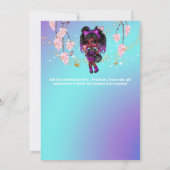 魔法のレインボークールメラニンガールファンタジー花 招待状 (裏面)