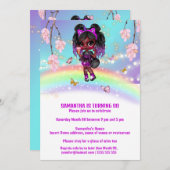 魔法のレインボークールメラニンガールファンタジー花 招待状 (正面/裏面)