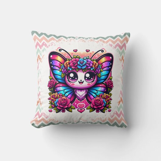 魔法のレインボーバタフライ クッション (正面)