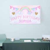 魔法のレインボーパステルガールバースデーパーティーかわいい 横断幕 (トレードショー)