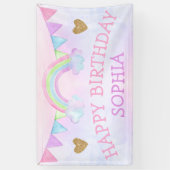 魔法のレインボーパステルガールバースデーパーティーかわいい 横断幕 (縦)