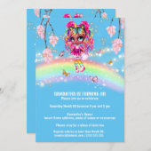 魔法のレインボーメラニンガールファンタジーライトフローラ 招待状 (正面/裏面)