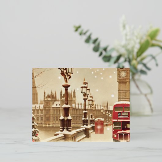 魔法のロンドンクリスマス 箔シーズンポストカード (立ち正面)