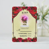 魔法のローズ イエロー&レッドのローズに魅せられて 出席のご返事 出欠カード (スタンド正面)