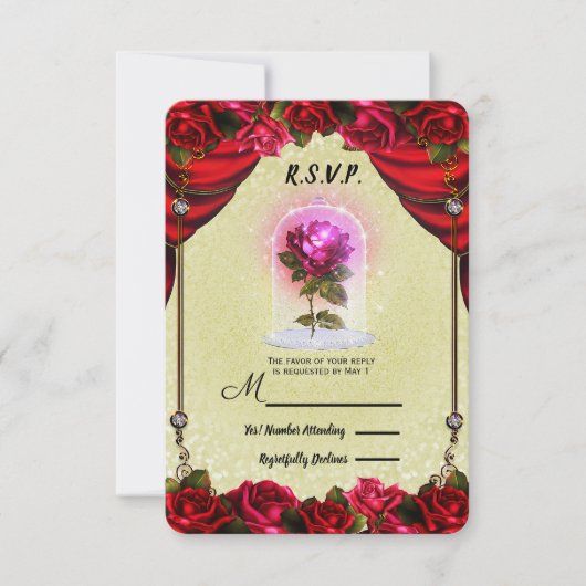 魔法のローズ イエロー&レッドのローズに魅せられて 出欠連絡 出欠カード (正面)