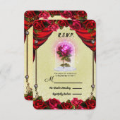 魔法のローズ 黄色と赤のローズ ご参加のお返事 出欠カード (正面/裏面)