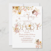 魔法のワイルドフラワーガーデンフェアリーフローラベビーシャワー 招待状 (正面)