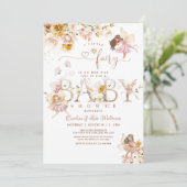 魔法のワイルドフラワーガーデンフェアリーフローラベビーシャワー 招待状 (スタンド正面)