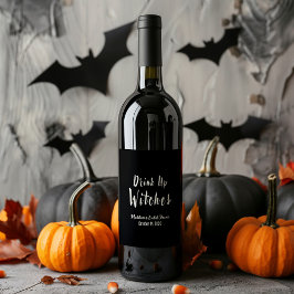 魔法のワインボトルラベル「ドリンクアップ、ウィッチ」 ワインラベル