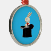魔法のヴィンテージのシルクハットのウサギ メタルオーナメント (右)