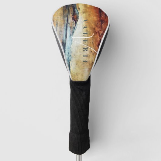 魔法のヴィンテージ水の色の絵画山々 ゴルフヘッドカバー (正面)