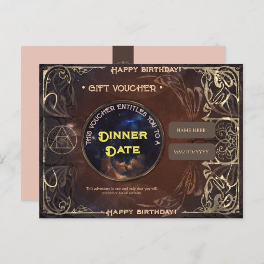 魔法のヴィンテージ ファンタジー 誕生日 ギフト バウチャー ポストカード (正面/裏面)