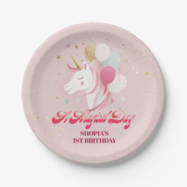 魔法の一歳の誕生日ユニコーン ペーパープレート