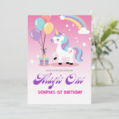 魔法の一歳の誕生日ユニコーン 招待状 (スタンド正面)