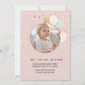 魔法の一歳の誕生日ユニコーン 招待状 (裏面)