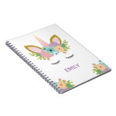 魔法の一角パーソナライズされた獣名ガーリーグリッター  ノートブック (右側)